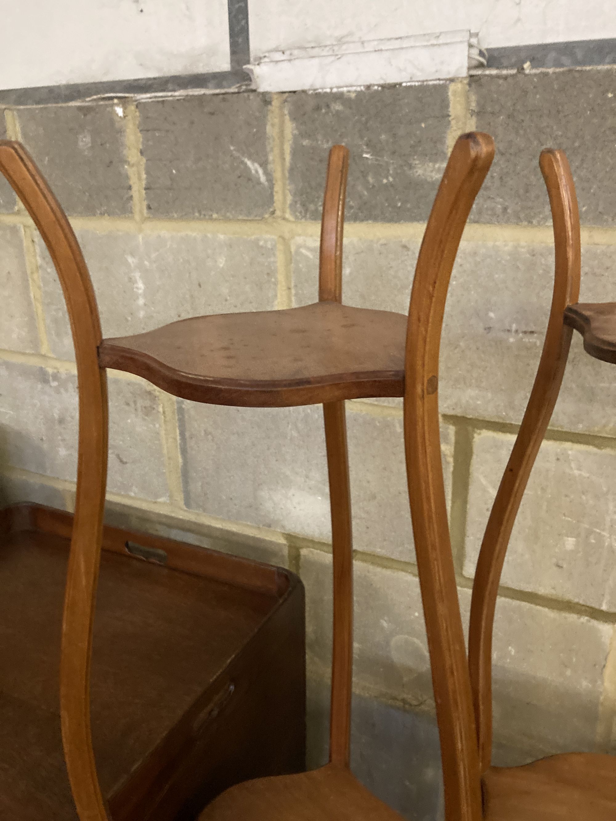 A pair of satinwood plant stands, height 133cm